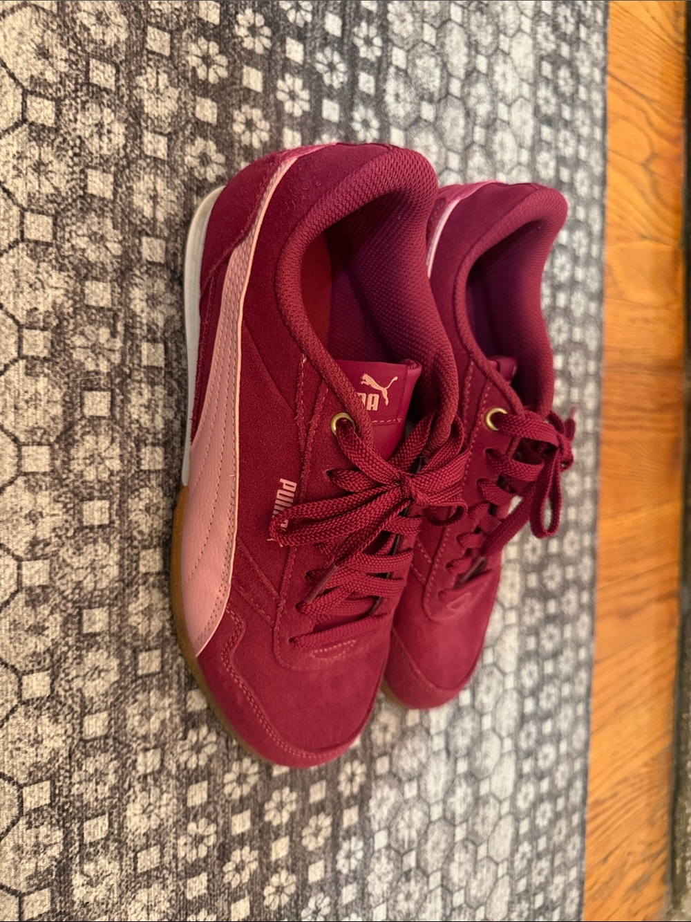 Puma Women’s Burgundy Suede Lace-Up Sneakers
